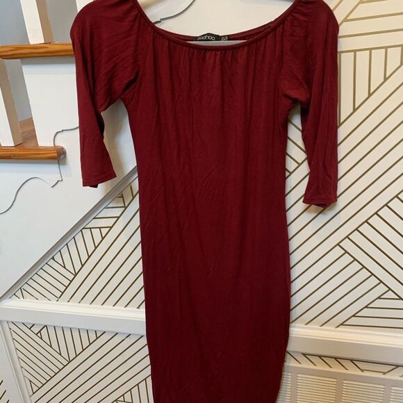 Tall Alice Jersey Basic Off The Shoulder Mini Dres - Picture 3 of 6